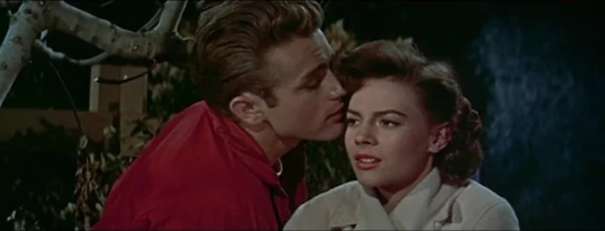 James Dean - Cropped screenshot of James Dean and Natalie Wood in the trailer for the film Rebel Without a Cause