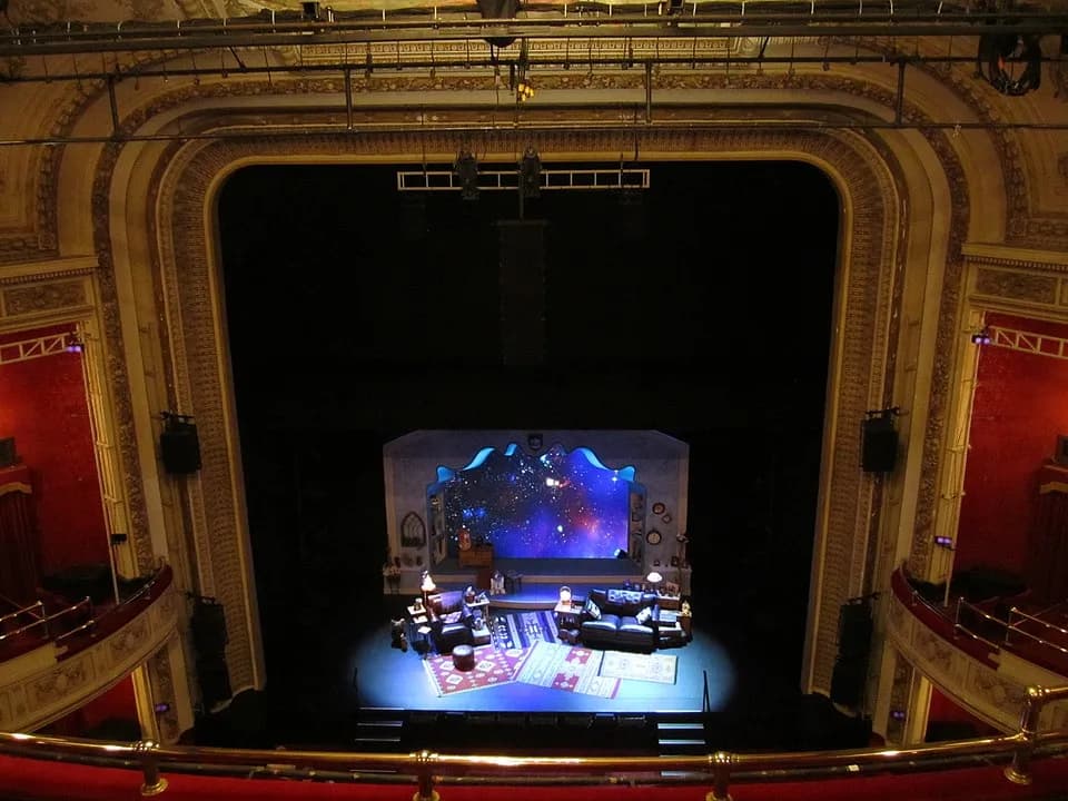 Carrie Fisher - The stage of the Royal Alexandra Theatre in Toronto, Ontario, Canada. The stage is set up for the Carrie Fisher's one-woman show, Wishful Drinking.