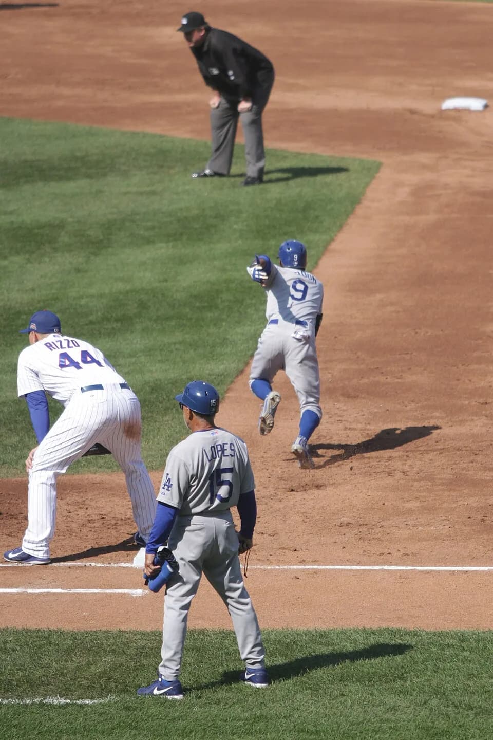 Davey Lopes - Dee Gordon gets a stolen base for the 2014 Los Angeles Dodgers against the 2014 Chicago Cubs at Wrigley Field. Anthony Rizzo at first and Davey Lopes as first base coach.
