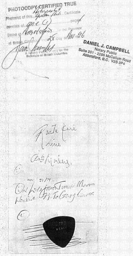 Bob Marley - Bob Marley &amp; Julian Marvin for fun with smily faces gives Gary an autograph on Nov. 21, 1979 calling him "Gary Guitar". Included in this photocopy from the original is Bob Marley's Gi