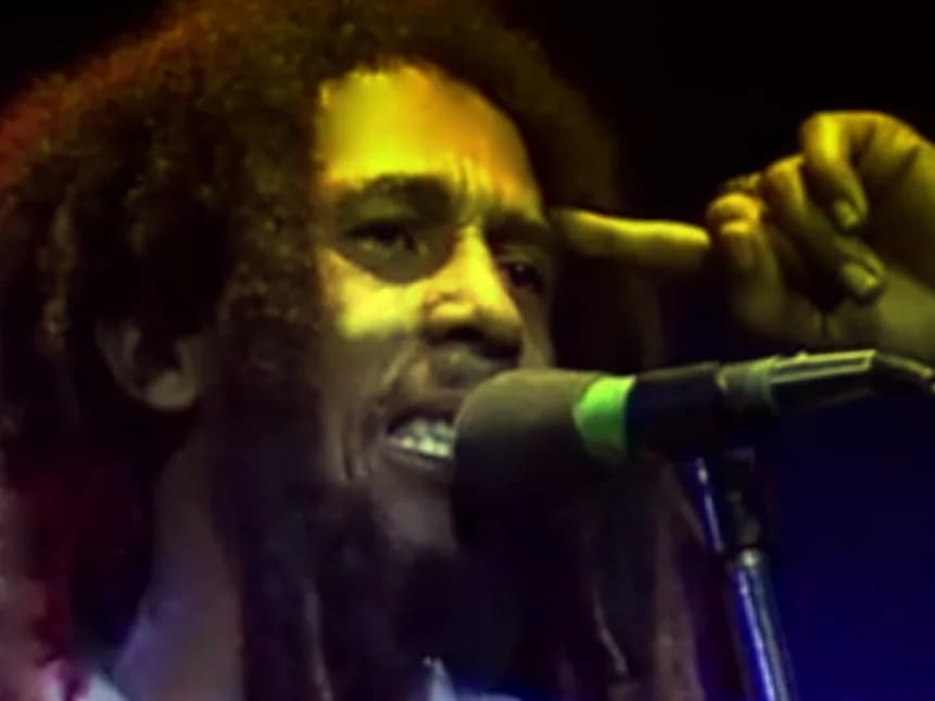 Bob Marley - Marley filmed from left stage door during concert in Stockholm.