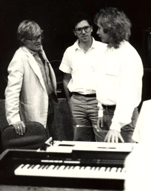Robert Redford - Leon Milo at the Sundance Institute Composer's Lab in 1987. From left to right: Actor Robert Redford, Leon Milo, Peter Kaye.