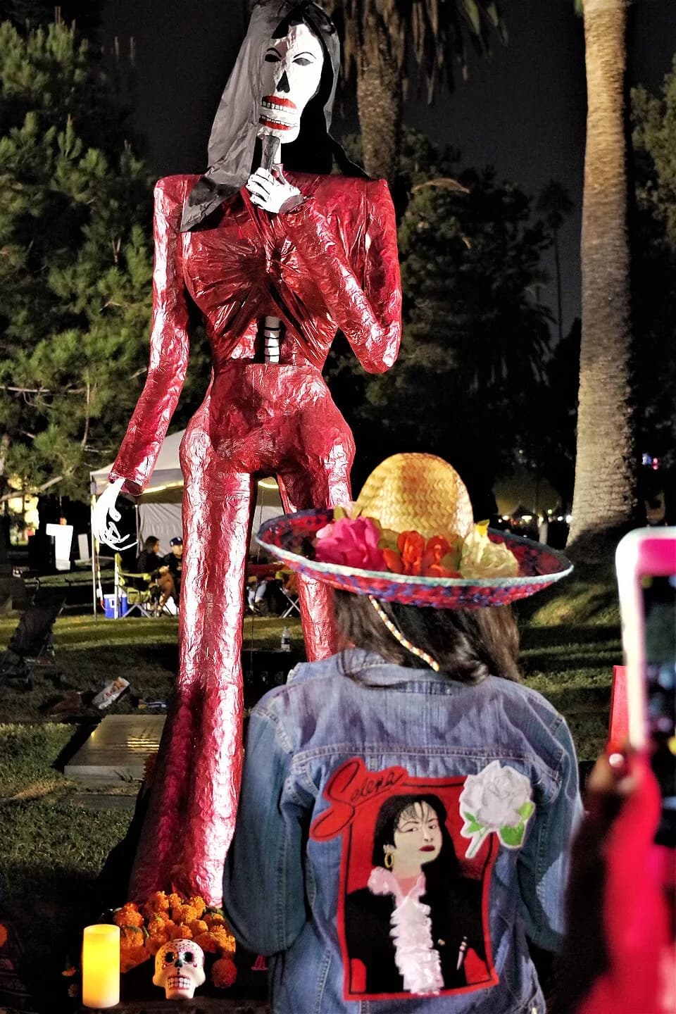 Selena Selena - Queen of Tejano, deceased Latin singer, young girls wears a jacket with here portrait on her back. As seen at the Dia De Los Muertos Celebration at the Hollywood Forever Cemetery!