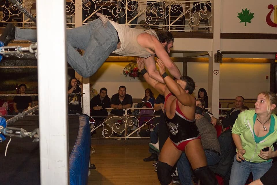 Brodie Lee - Brodie Lee performing a suicide dive onto Michael Elgin at Alpha-1 Wrestling: Final Act 2 in 2011.