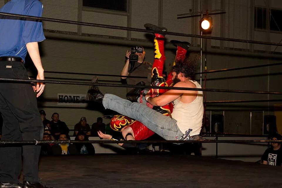 Brodie Lee - Professional wrestler Brodie Lee performing a sitout powerbomb on Fire Ant at a CHIKARA event.
