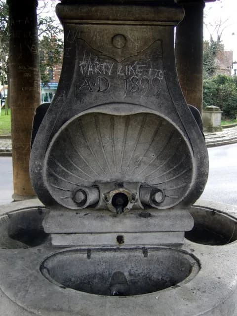 Prince - "Party like it's...." 1899. Graffito on The Victoria Fountain, Oxford, England