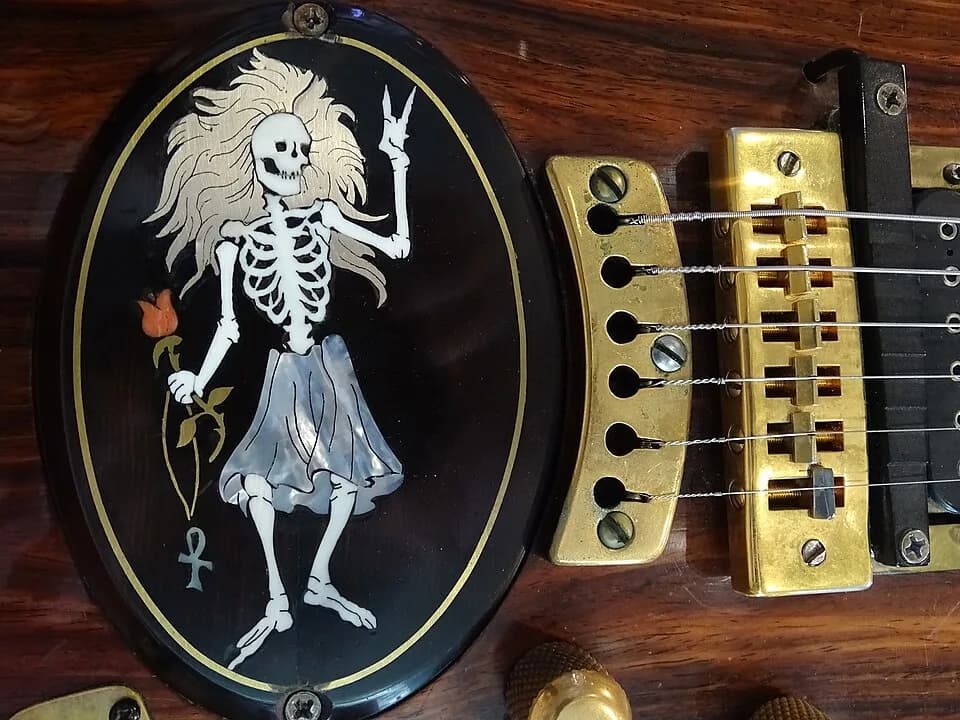 Jerry Garcia - Detail of Jerry Garcia 'Rosebud' Guitar - Rock &amp; Roll Hall of Fame and Museum - Cleveland - Ohio - USA