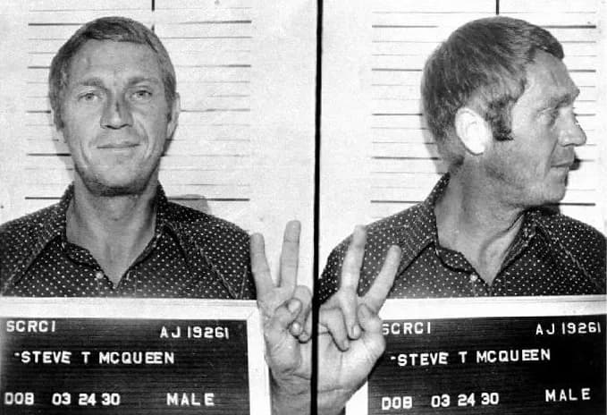 Steve McQueen - Mugshot taken after the arrest of actor Steve McQueen in Anchorage, Alaska, 1972