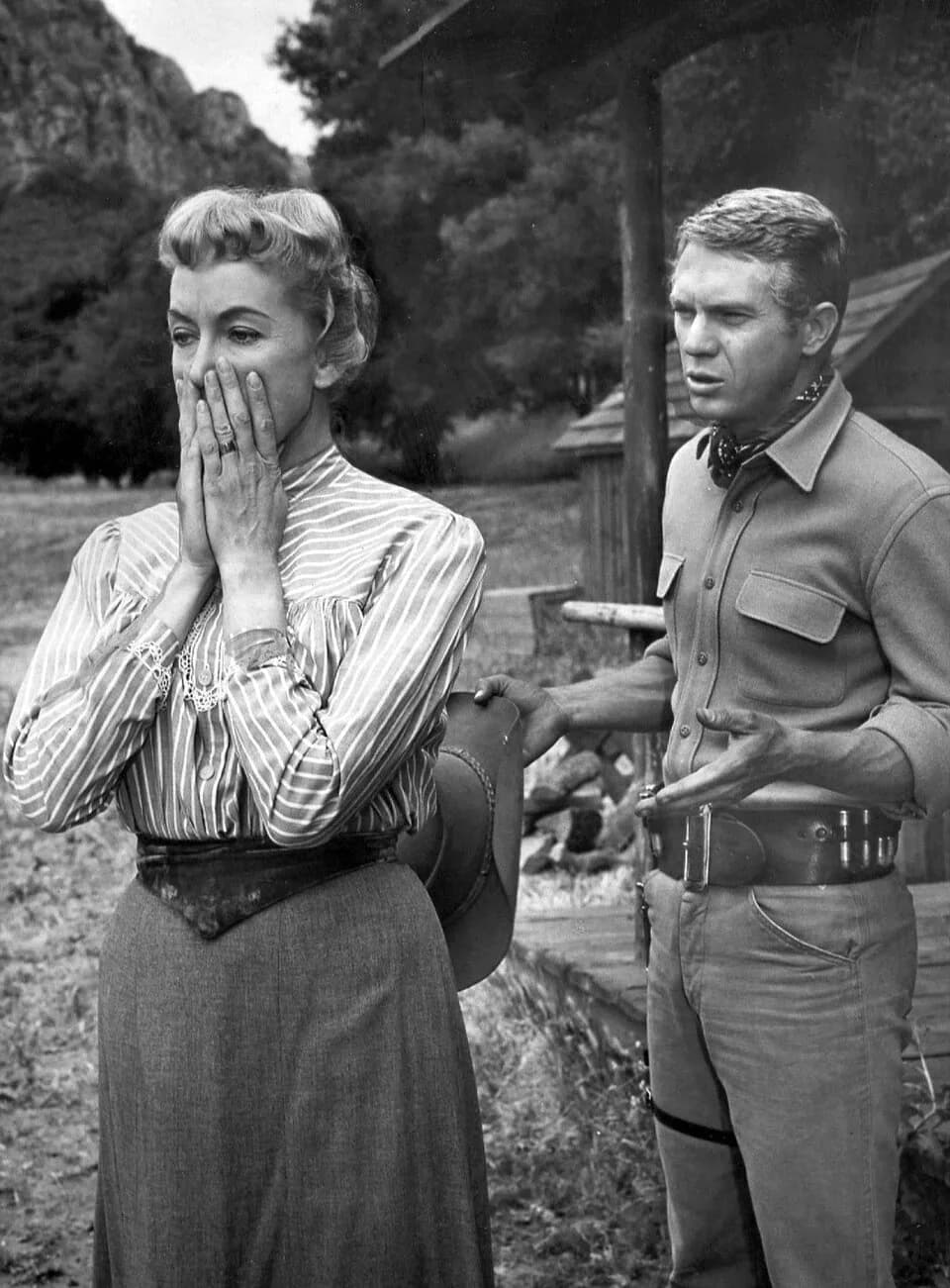 Steve McQueen - Photo of Steve McQueen as Josh Randall and Virginia Gregg from an episode of the television program Wanted:Dead or Alive.