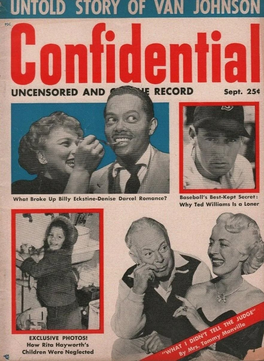 Rita Hayworth - Confidential Magazine cover September 1954 - Billy Eckstine, Ted Williams, Tommy Manville