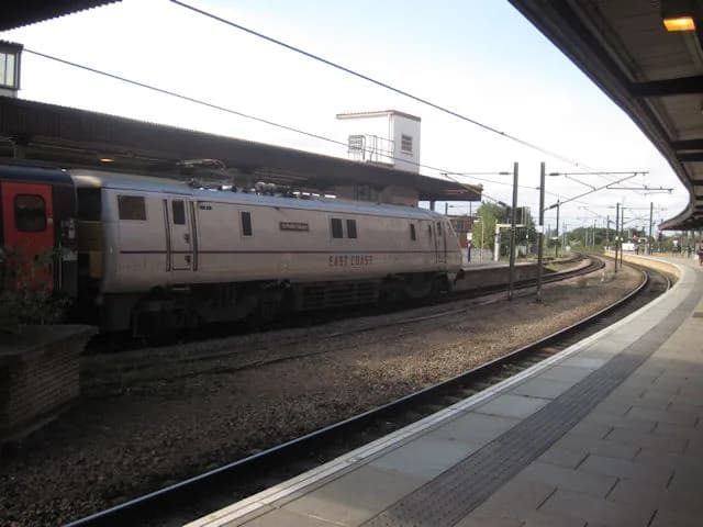 Bobby Robson - The East Coast Main Line Company's Class 91 locomotive No. 91109 Sir Bobby Robson, pictured at York station's platform 10, about to depart on a northbound service. Named in honour of Si