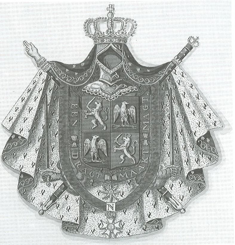 Louis Bonaparte - Tekening van het wapen van lodewijk Napoleon Koning van Holland vastgesteld in 1805.