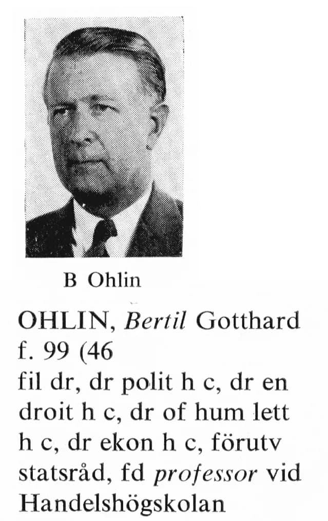 Bertil Ohlin - uploaded from Portrattarkiv.se picture of Bertil Ohlin