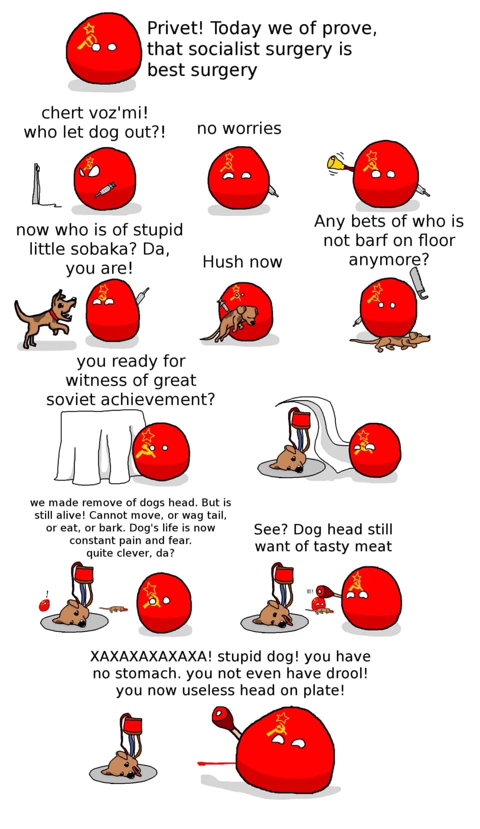J.B.S. Haldane - Polandball comic part of a "Russia Hates Dogs" series - Part 2 - Experiments in the Revival of Organisms
