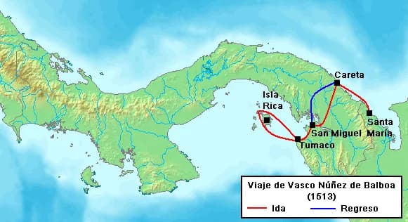 Vasco Núñez de Balboa - Voyage of Vasco Núñez de Balboa in 1513.