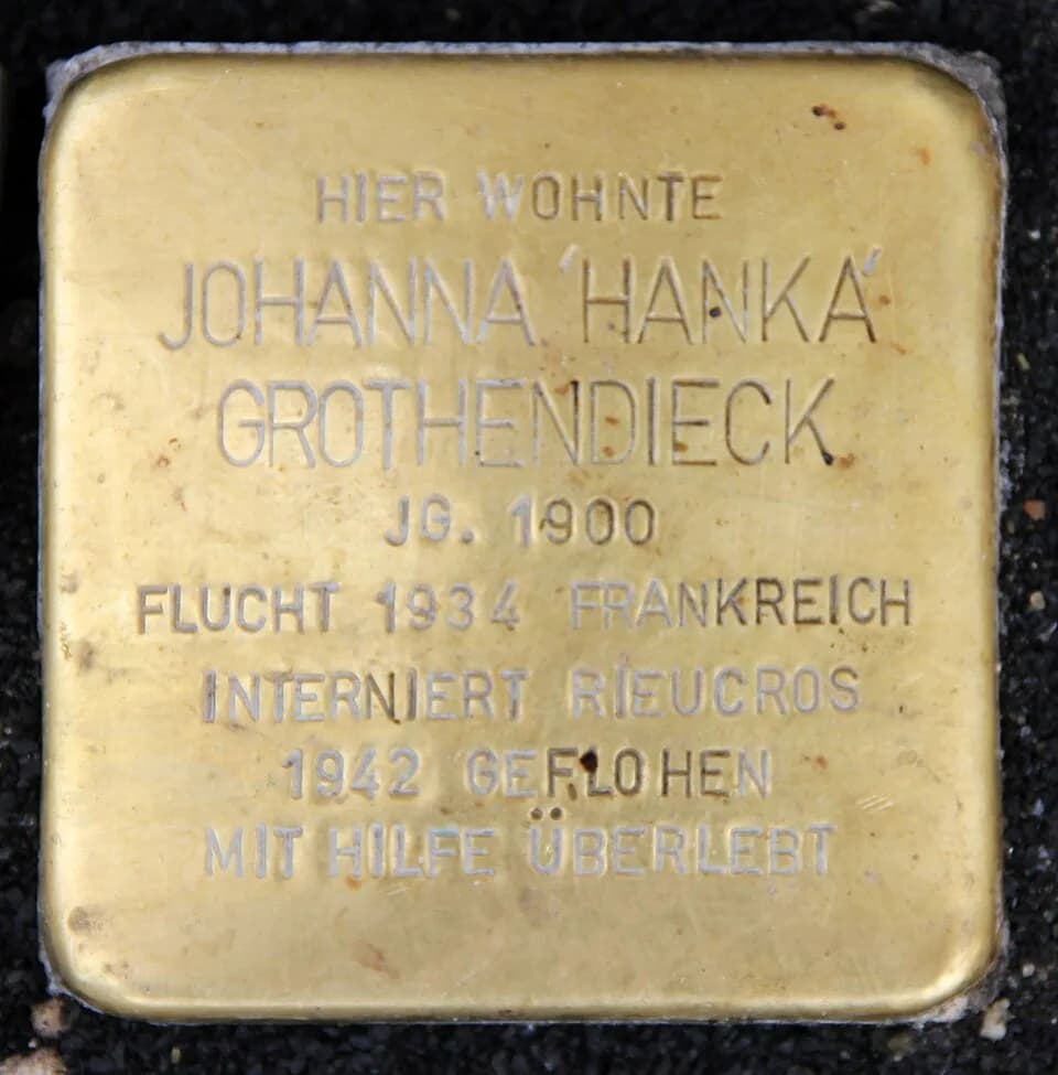 Alexander Grothendieck - "Stolperstein" (stumbling block), Johanna Hanka Grothendieck, Brunnenstraße 165, Berlin-Mitte, Germany