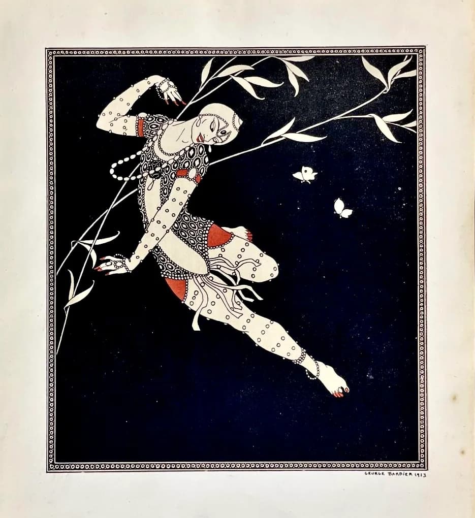 Vaslav Nijinsky - Drawing of the dancer Vaslav Nijinsky, by Paris fashion artist George Barbier (1913)