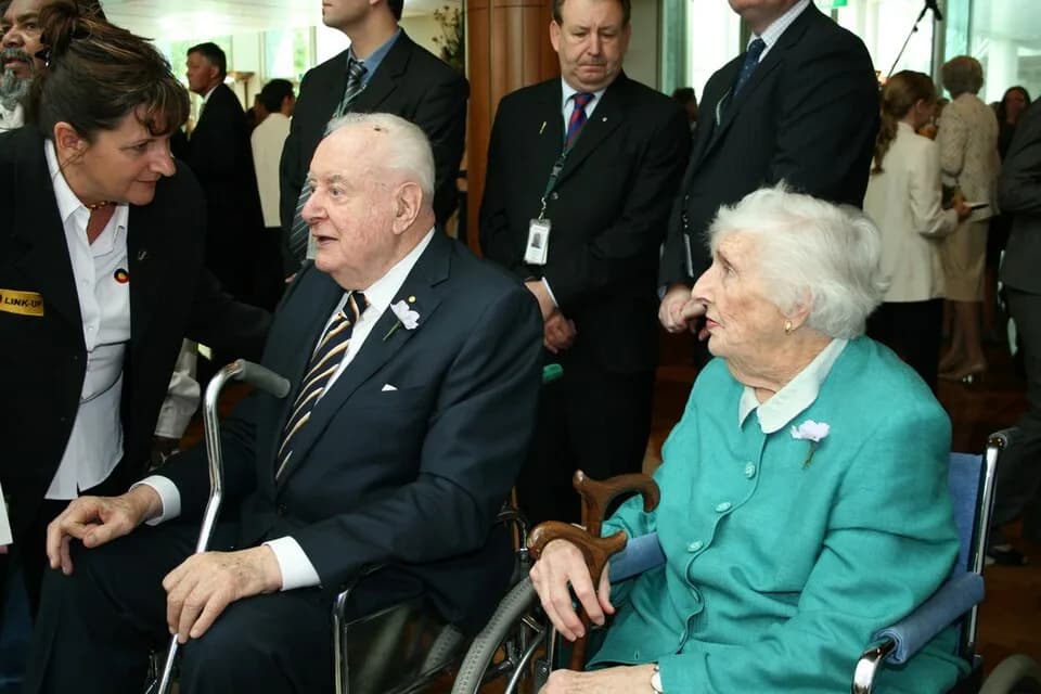 Gough Whitlam - Gough Whitlam and Margaret Whitlam at the apology to the Stolen Generations, Parliament House, Canberra.