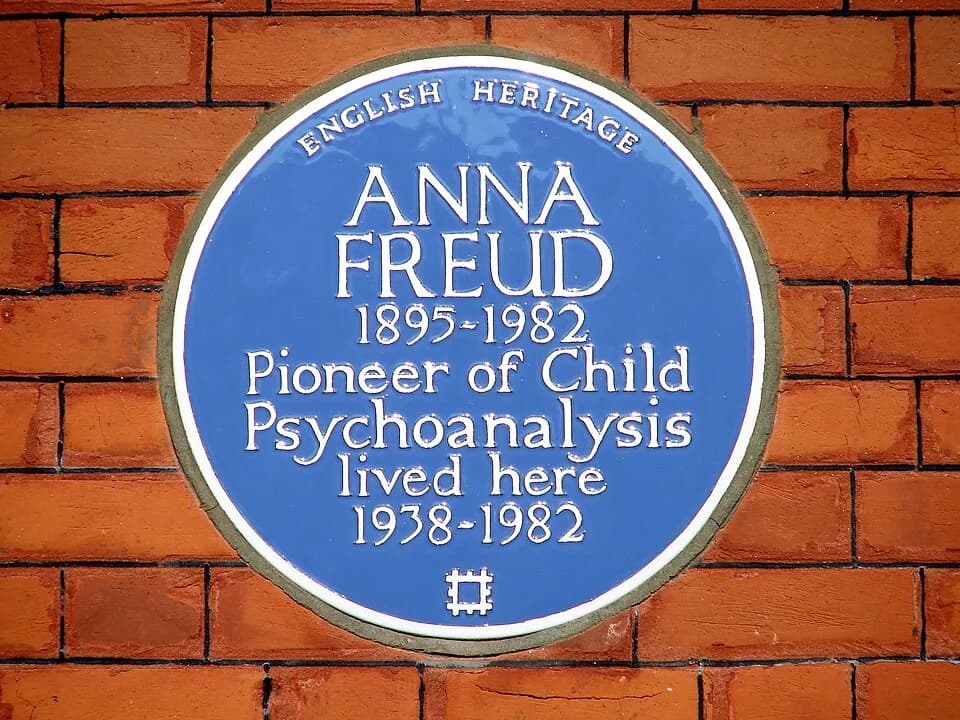 Anna Freud - Anna Freud. Plaque erected in 2002 by English Heritage at 20 Maresfield Gardens, Hampstead, London NW3 5SX, London Borough of Camden