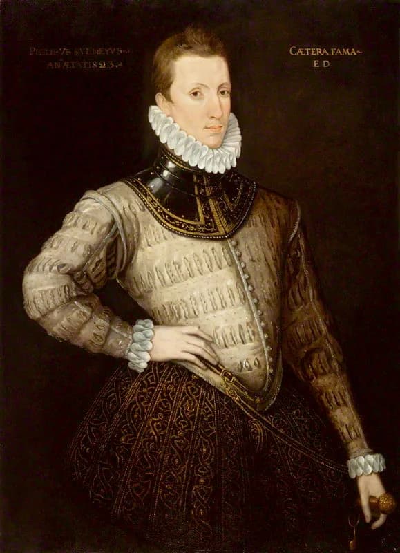 Philip Sidney - Posthumous portrait of Sir Philip Sidney, possibly by Hieronimo Custodis, after an original attributed to Cornelis Ketel, 1578, at Longleat House. See Strong, 1990.