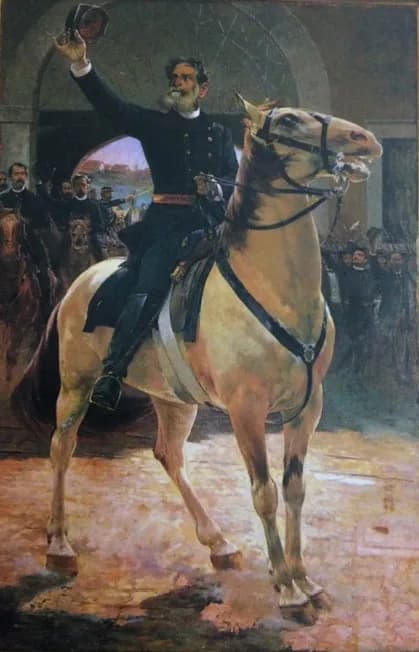 Deodoro da Fonseca - Proclamação da República, por Henrique Bernardelli. Na imagem, o presidente do Brasil, marechal Deodoro da Fonseca (1889-1891). Tela de 1890, conservada na Academia Militar das Ag