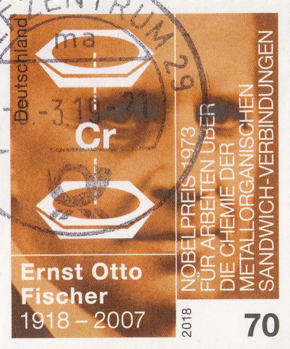 Ernst Otto Fischer - Abgestempelte Briefmarke aus Anlass des 100. Geburtstags des Nobelpreisträgers Ernst Otto Fischer