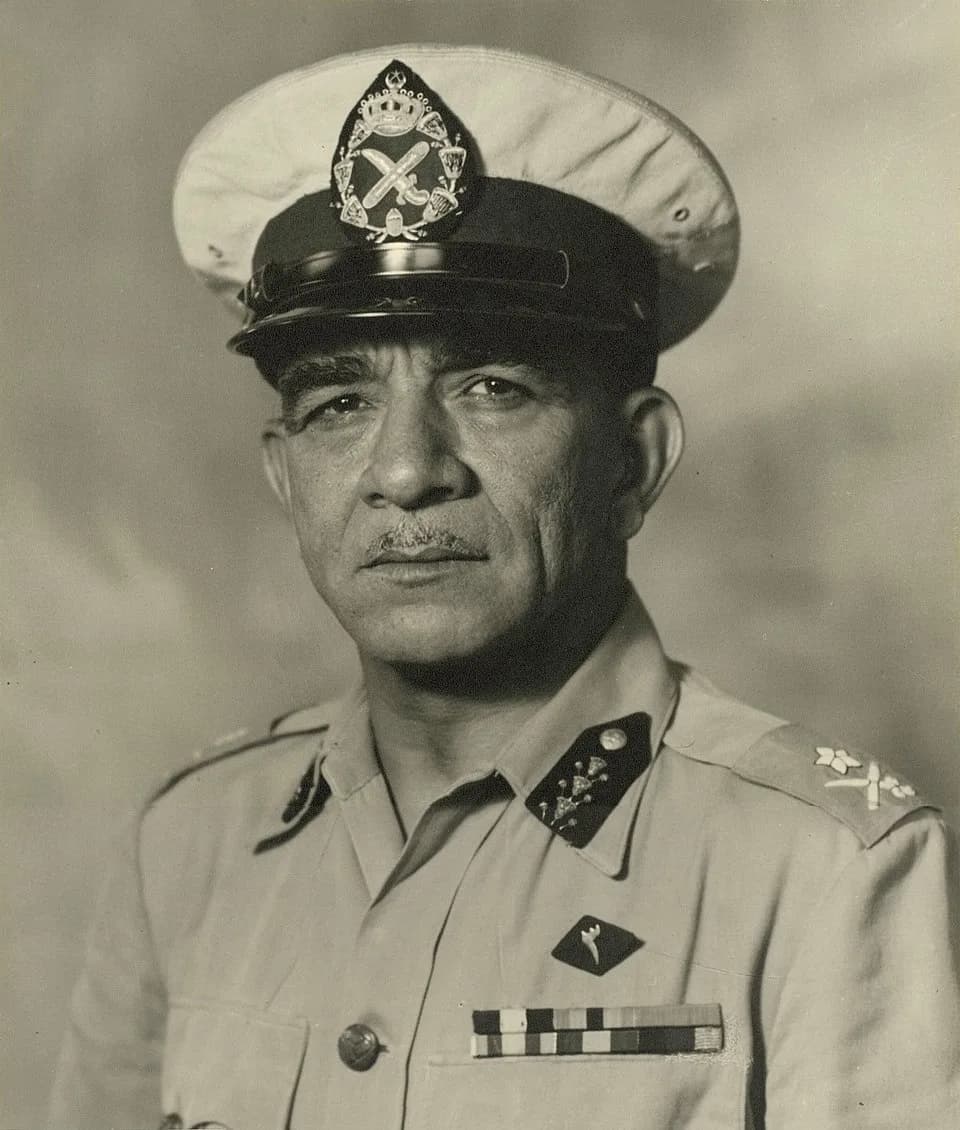 Mohamed Naguib - Portrait of Muhammad Naguib (1904-1984), the first President of Egypt (1953-1954), in military uniform.