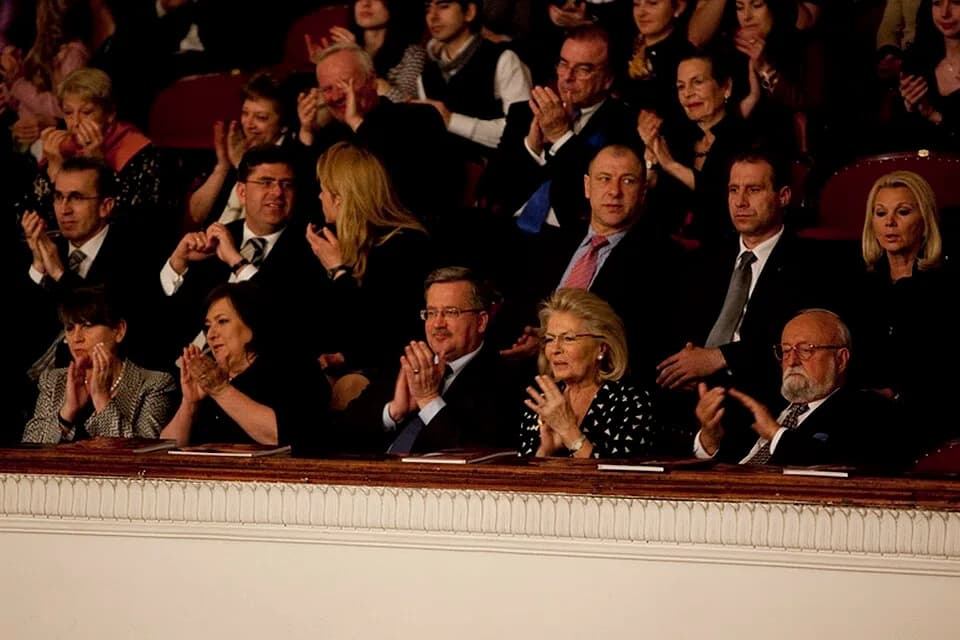 Krzysztof Penderecki - Joanna Wnuk-Nazarowa, Anna Komorowska, Bronisław Komorowski, Elżbieta Penderecka, Krzysztof Penderecki at a concert