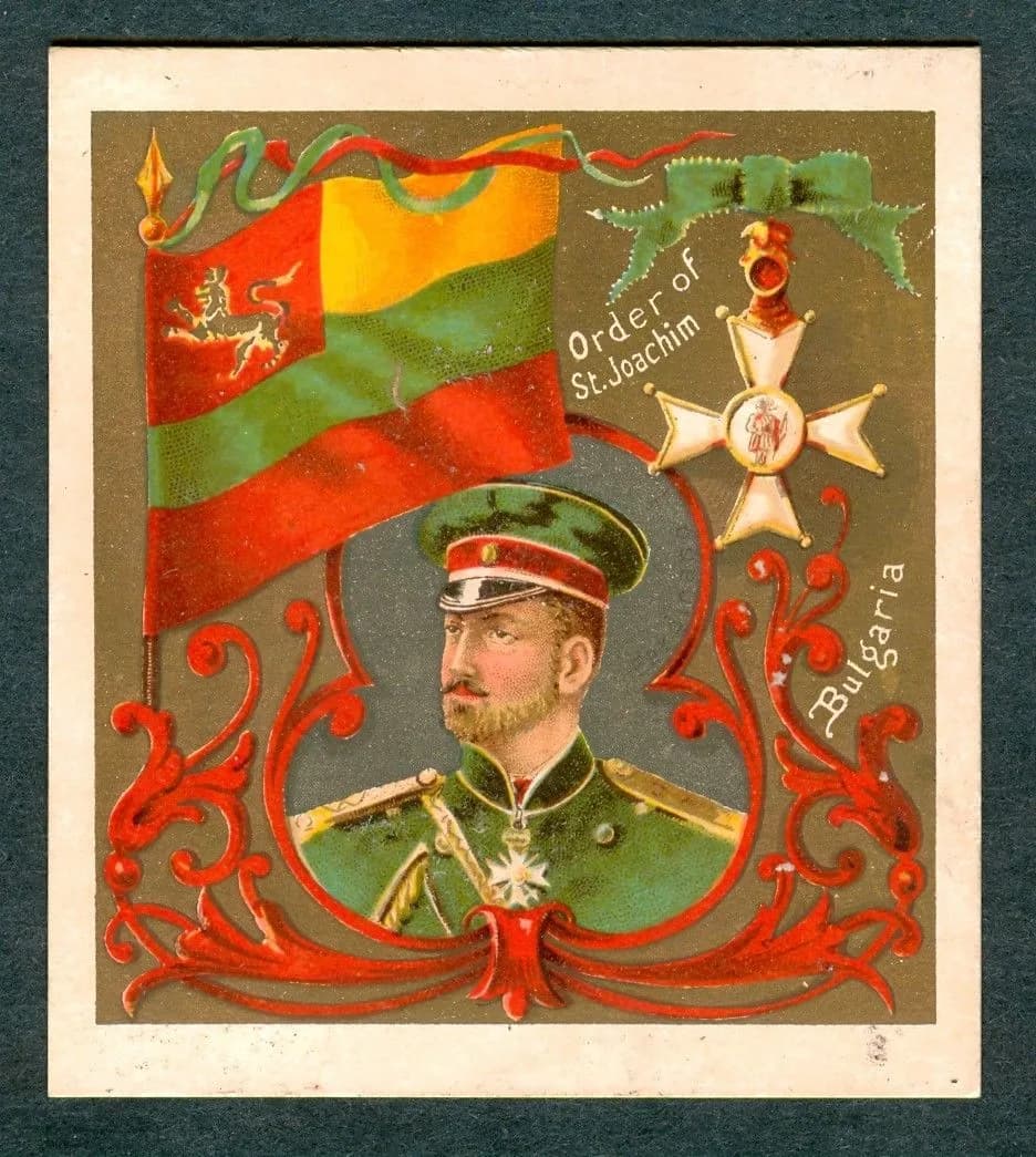 Ferdinand I of Bulgaria - 1888 cigarette card published by Kinney Bros. Tobacco Co. from the series “International Cards” - N238 in Burdick ’s American Card Catalogue.