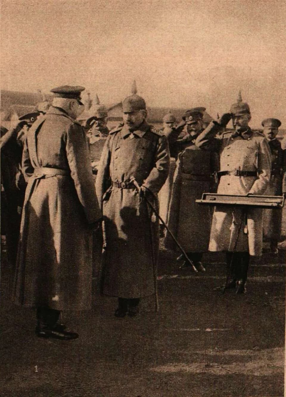 Ferdinand I of Bulgaria - Tsar Ferdinand I of Bulgaria and Wilhelm II during the ceremony of giving Ferdinand the rank of field marshal, Nish, 5 January 1916.