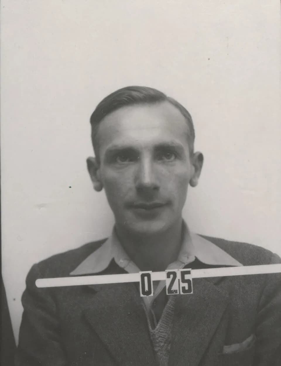 Joseph Rotblat - Joseph Rotblat badge photo from Los Alamos, part of the Manhattan Project. Physicist and 1995 Nobel Peace Prize winner. ca. 1943-1947.