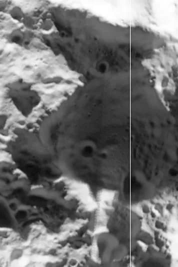 Norman Haworth - Derivative image. Giant zoom-in on lunar south pole's Haworth Crater.