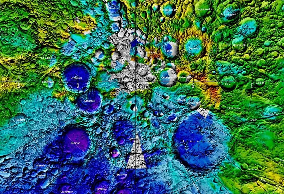 Norman Haworth - Cráter lunar Ganswindt. Localización (Imagen LRO)
