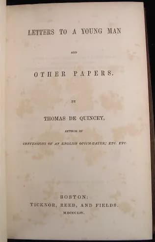Thomas De Quincey - Letters to a young man, by Thomas De Quincey