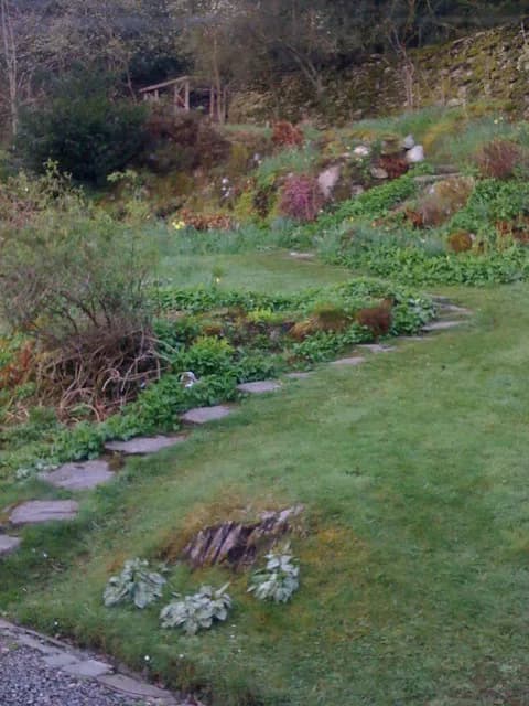 Thomas De Quincey - Back garden at Dove Cottage O happy Garden! loved for hours of sleep,
O quiet Garden! loved for waking hours.
For soft half-slumbers that did gently steep
Our spirits, carrying wit