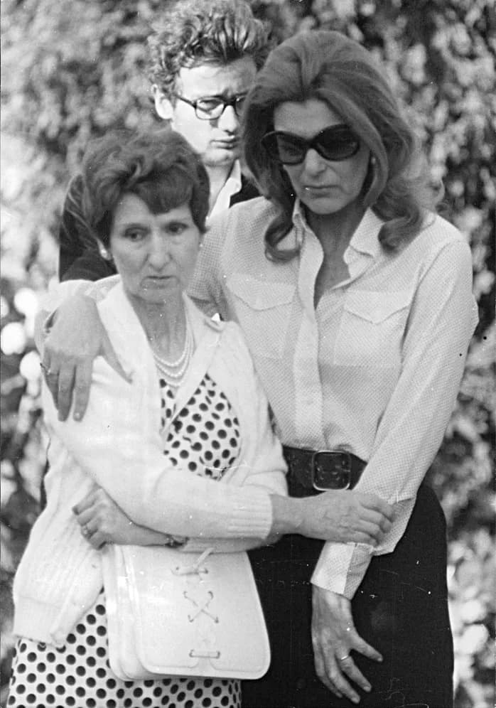 Melina Mercouri - An estimated crowd of about 1,500 persons attended the solemn funeral of Maria Elena Gaggio, a young Milan girl whose body was torn to pieces by a bomb which blasted on september 2nd