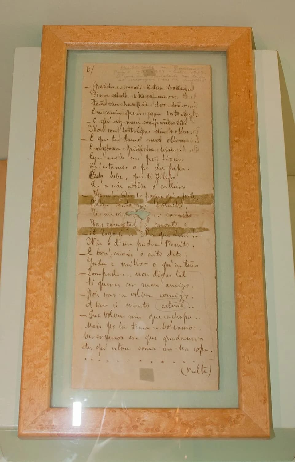 Rosalía de Castro - 6/
-Poida… mais â tua bodega
Dime cando chegaremos.
Teño un-ha sede dos deños,
e a mais penso que lostrega
-O qu’ay, meu compañeiriño
Non son lostrégos nin rollos.
E que tes lume