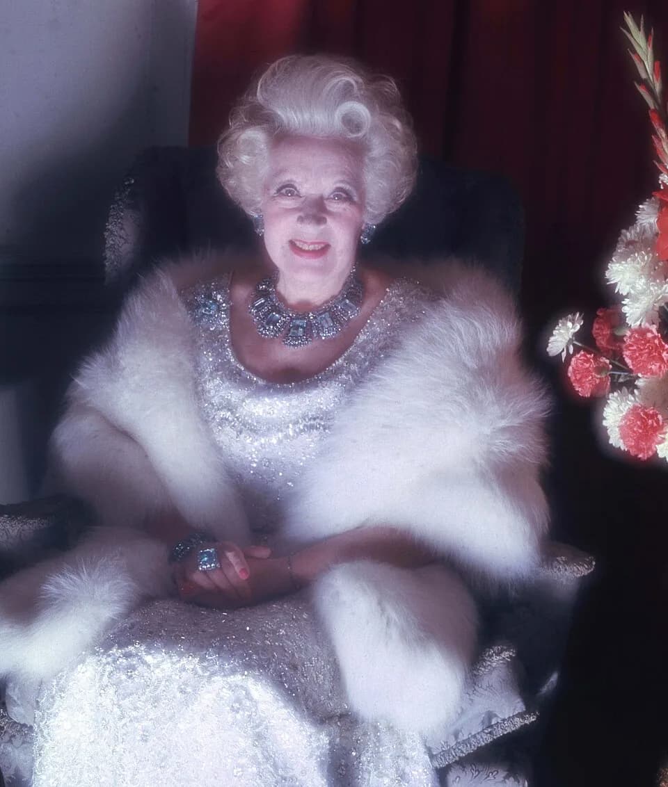 Barbara Cartland - Dame Barbara Cartland at her country home in England.