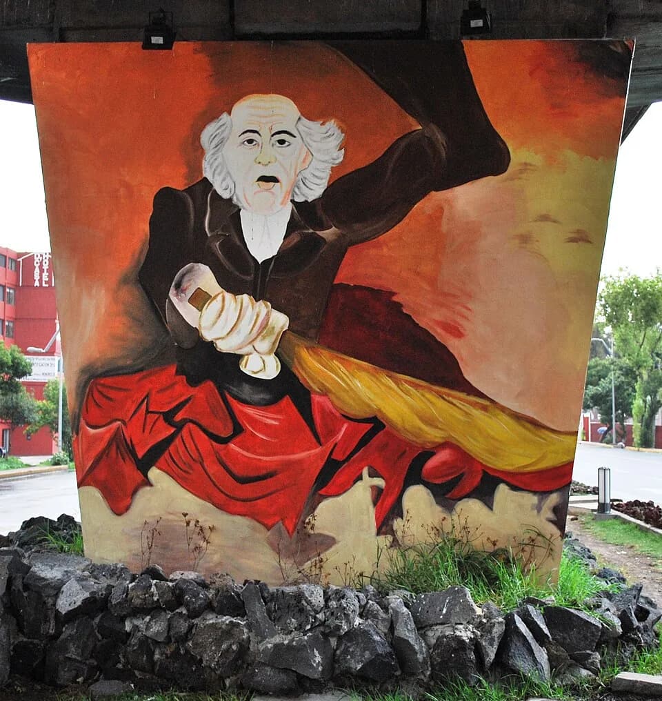 Miguel Hidalgo Y Costilla - Mural with Father Miguel Hidalgo under the bridge over the intersection of Congreso de la Union and Servando de Mier in Mexico City