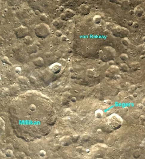 Georg von Békésy - Moon crater Segers and nearby craters.