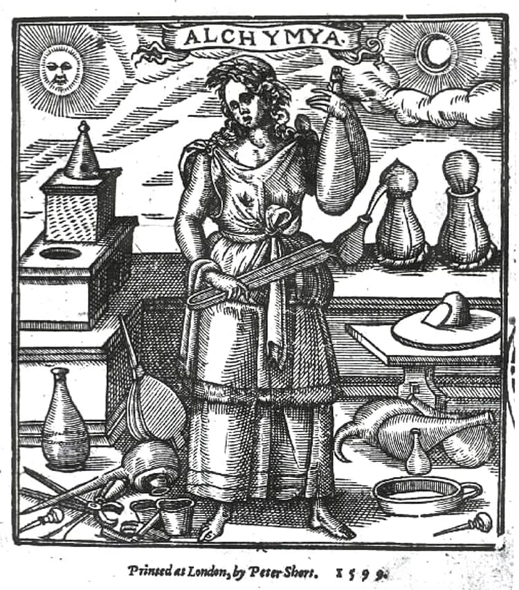 Conrad Gessner - Alchemst at work, from: Konrad Genser: The practise of old and new phisicke, 1599