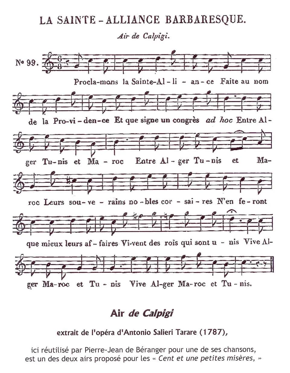 Pierre-Jean de Béranger - Air de Calpigi et chanson de Béranger.