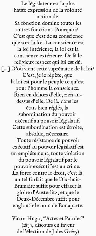 Jules Grévy - Extrait d'un discours de Victor Hugo