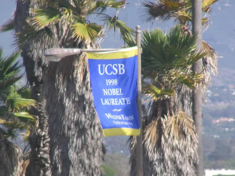Walter Kohn - A lightpole banner commemorating the Nobel Prize in Chemistry won by Walter Kohn at the University of California, Santa Barbara