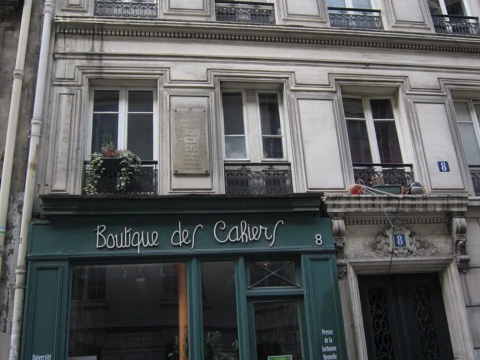 Charles Péguy - Librairie, ancien siège des Cahiers de la Quinzaine, 8 rue de la Sorbonne (Paris, 5e).