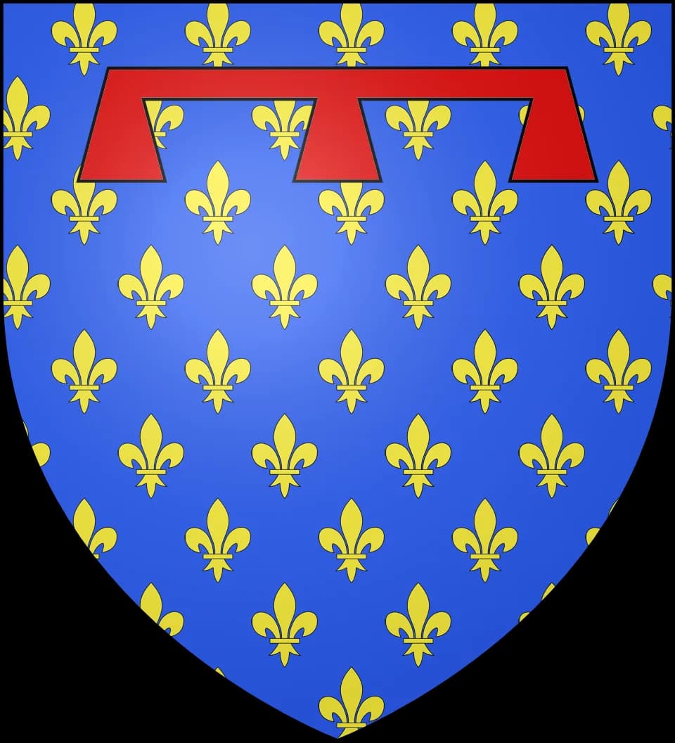 Charles I of Naples - Blason du comté d'Anjou : d'azur semé de lys d'or au lambel de gueules