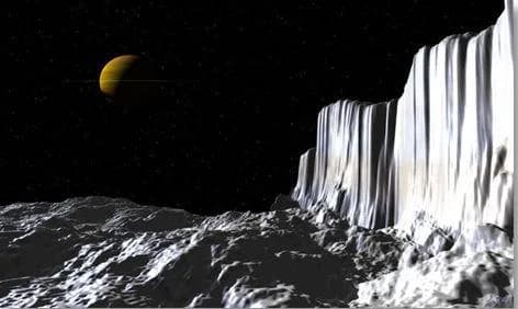 William Lassell - Hyperion is one of the smaller of Saturn's main satellites, is irregular in shape, about 400 by 250 by 240 kilometers (250 by 160 by 150 miles), and is noted for its odd scarp system