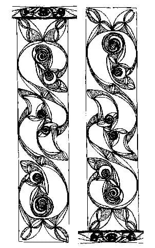 Arthur Evans - The Brroighter Gold Torc Design by Arthur Evans as repeated in "The Patterns of the Broighter Torc"
Author(s): Michael Avery
Source: The Journal of Irish Archaeology, Vol. 8 (1997), pp.