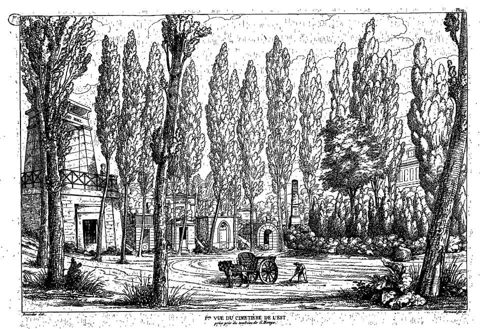 Gaspard Monge - Planche de Monuments funéraires choisis dans les cimetières de Paris.