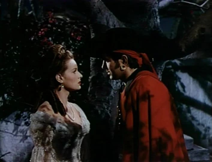 Maureen O'Hara - Tyrone Power and Maureen O'Hara in a screenshot from the trailer for the film The Black Swan.